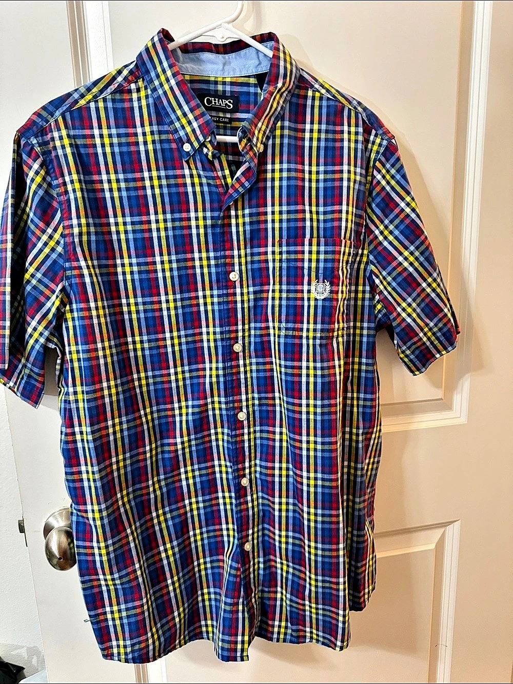Chaps Plaid Button Down Shirt in Blue & Red Large Like New